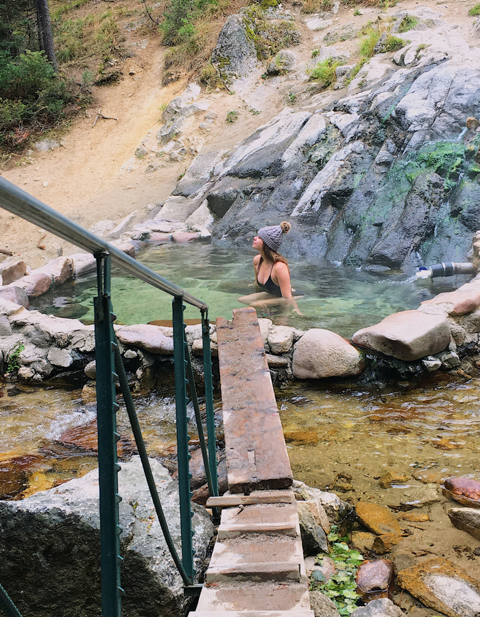 Sitting and relaxing at Trail Creek Hot Springs