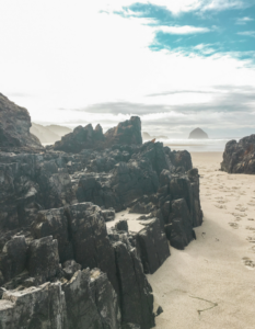 Sharp, jagged rocks at Cape Kiwanda Natural Area