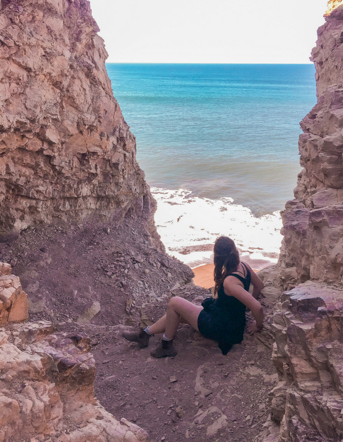 The trail down the cliffside to Alamere Falls