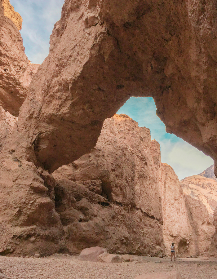 Admiring the Natural Bridge in Death valley National Park