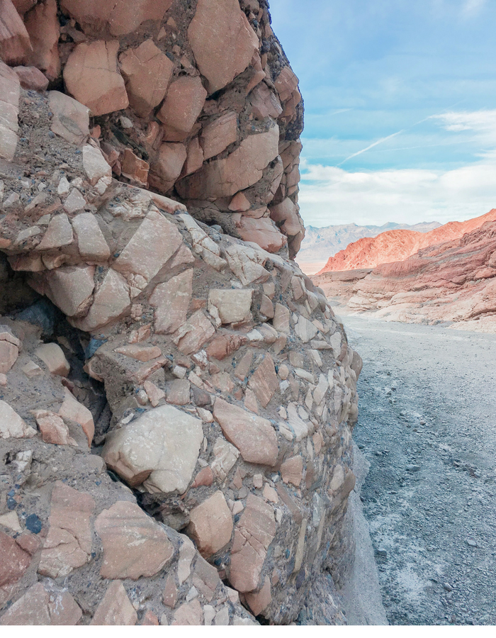 A display of the mosaics in Mosaic Canyon