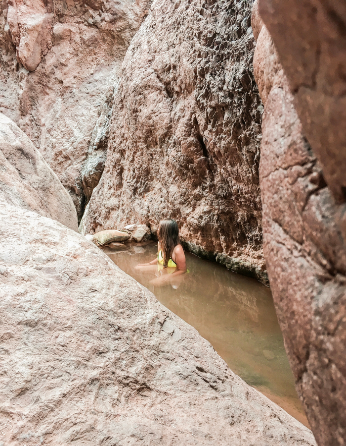 Taking a soak in the Gold Strike hot spring