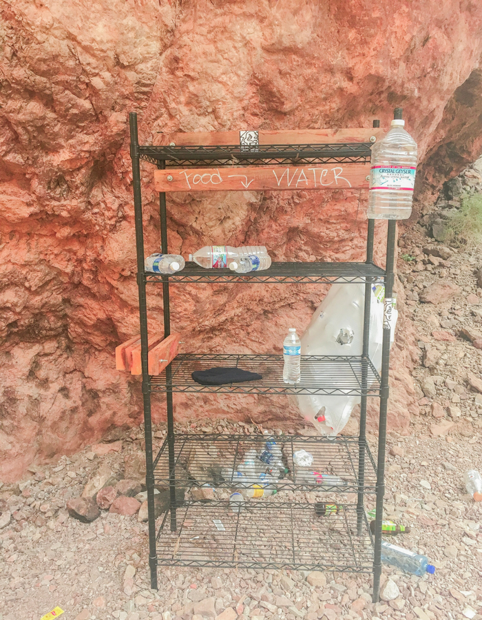 A watering station for hikers on the Gold Strike Hot Spring Trail