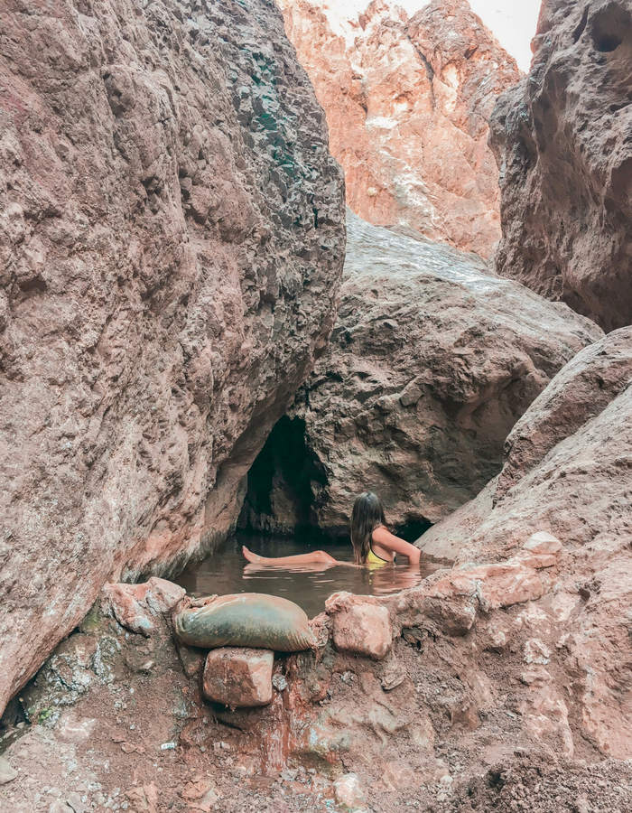 Taking a soak in the Gold Strike hot spring