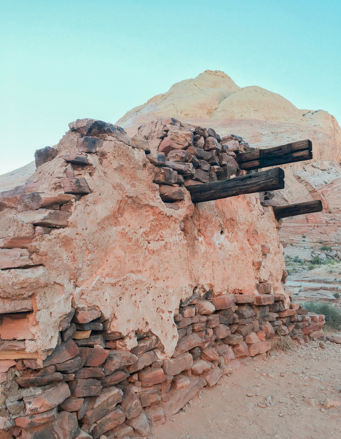 Ruins of the film set from The Professionals along White Domes Trail in the Valley of Fire