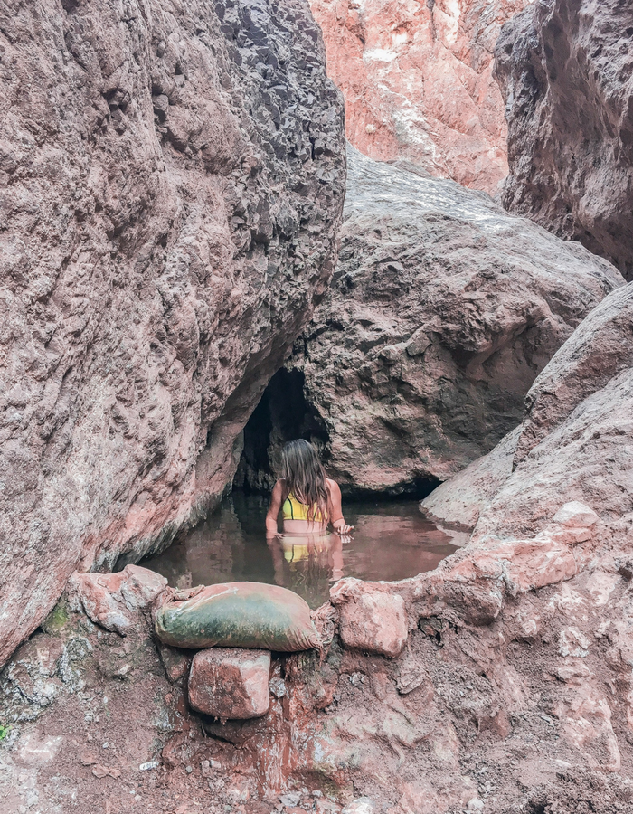 Relaxing in Gold Strike hot spring near Las Vegas