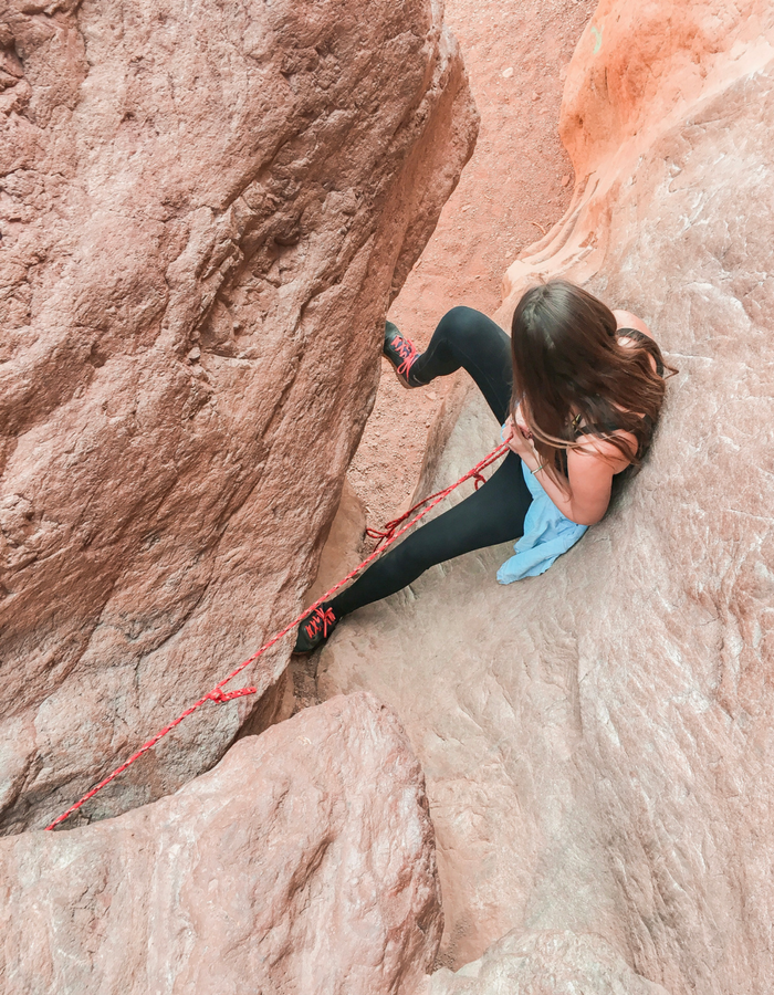 A rope assisted descent on the Gold Strike Hot Spring Trail