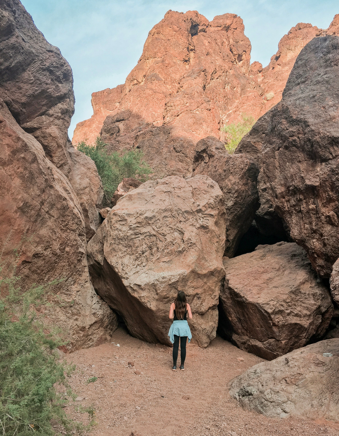 Looking back at some boulders we maneuvered through on the trail to the hot springs