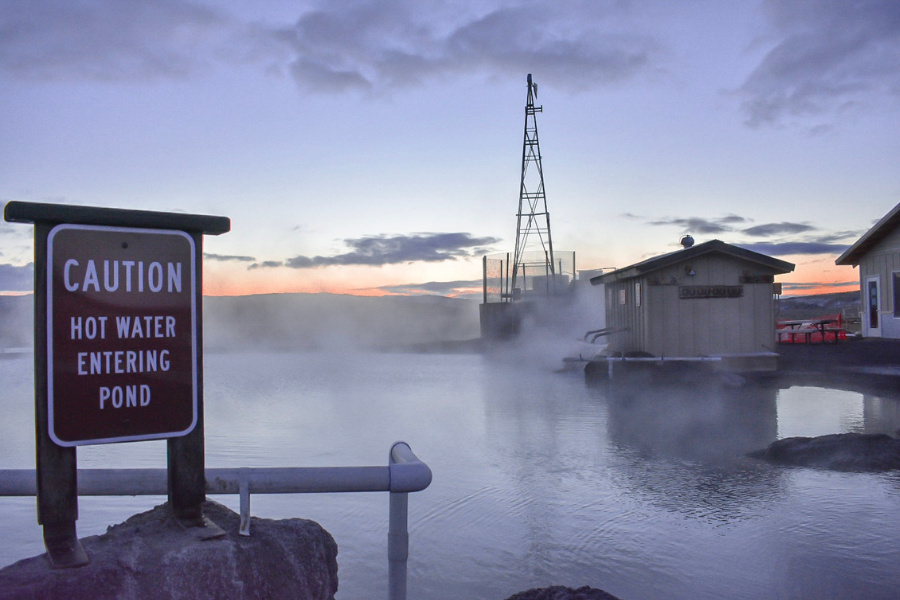 The natural hot springs pond at Crystal Crane Resort