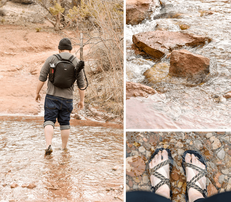 River crossings on the hike in to Kanarra Falls