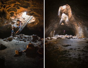 Featured Images for Best Caves in Bend Oregon - Boyd Cave left, Skylight Cave right