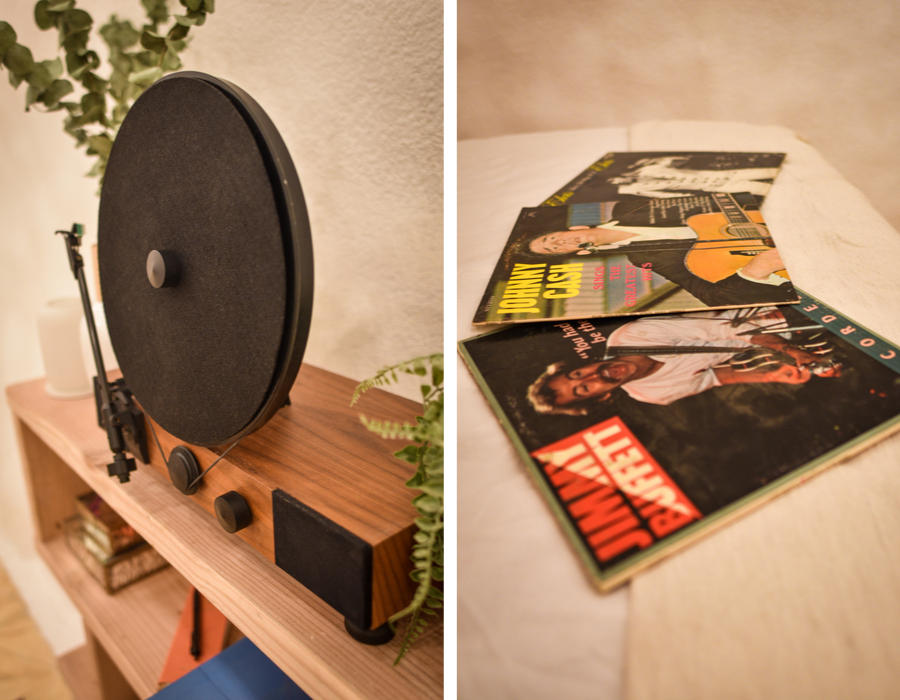 The Big Potato record player and record collection