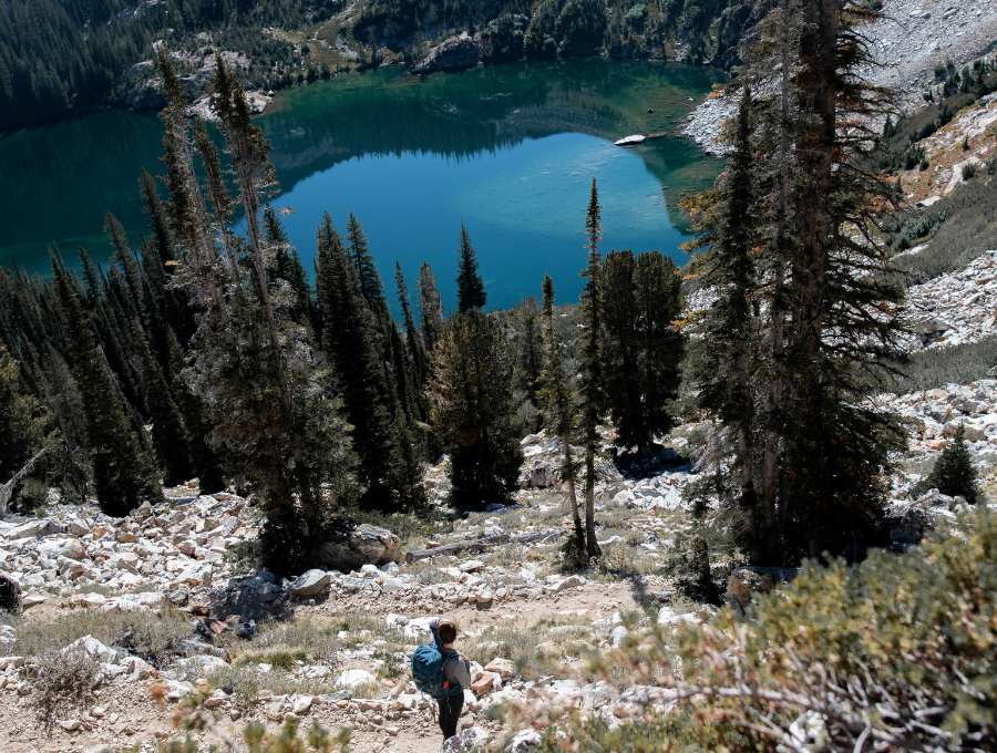 Hiking up past Alpine Lake on the way up to our campsite at Sawtooth Lake