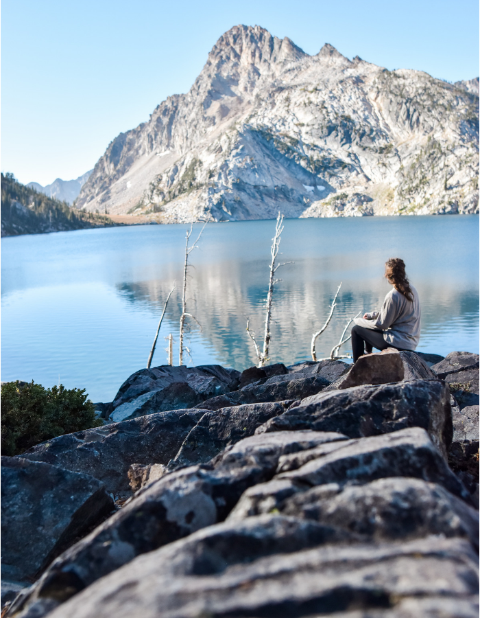 Looking out over Sawtooth Lake