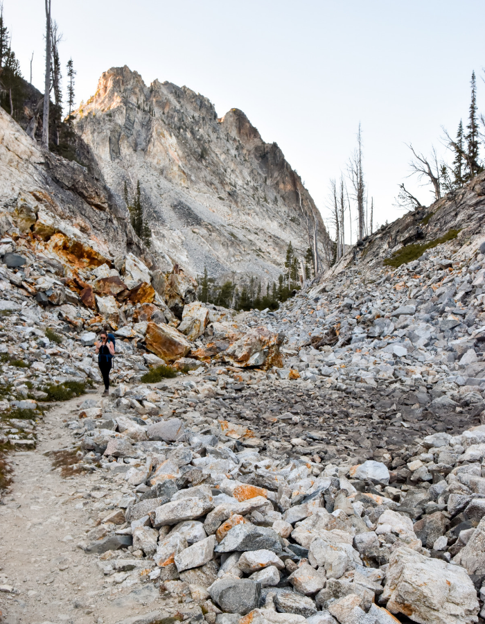 A little rock scramble (full of wild pikas) just before arriving at Sawtooth Lake