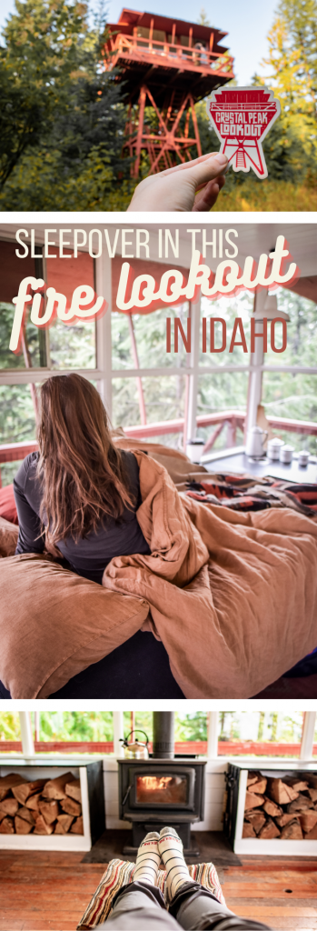 Pinterest Graphic: Sleepover in this cozy fire lookout in Idaho