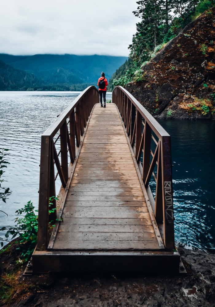 The bridge over Devil's Punchbowl on the Spruce Railroad Trail (Olympic National Park)